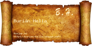 Burián Hella névjegykártya